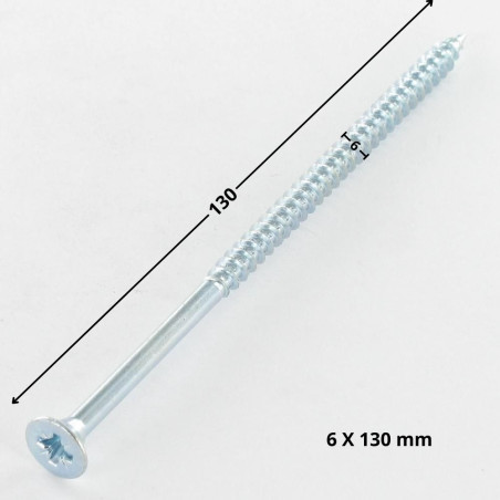 1 x Spanplattenschrauben Senkkopfschraube Pozi N°3 6X130 Teilgewinde Verzinkt