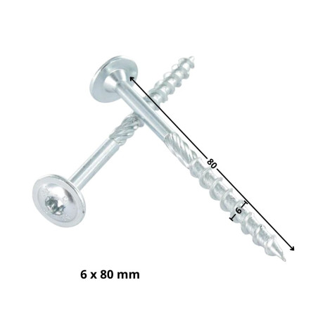 1 x Spanplattenschrauben TEKOR Tellerkopfschrauben T30 cut Bohrspitze mit Typ 17 Spitze 6x80 Teilgewinde Verzinkt