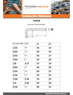 Schlüssel UNC/UNF Rohstahl 1/16 2