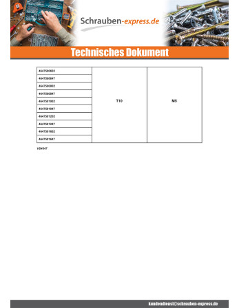 1 x Metallschrauben Stellschraube T10...