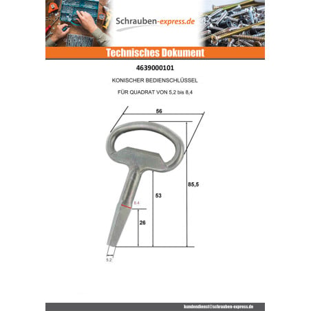 1 x Schlüssel Von MANÖVER für Carr Kegelförmig MÄNNLICH