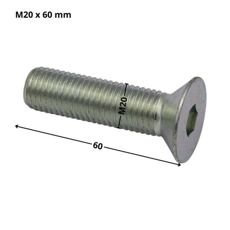 1 x Metallschrauben Innensechskant mit flachem Kopf Schraubenschlüssel 12 M20X60 Gesamtgewinde Klasse 10.9 Verzinkt