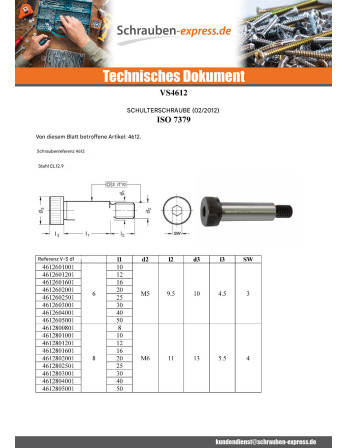 1 x Metallschrauben Schulter Schraubenschlüssel...