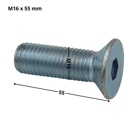 1 x Metallschrauben Innensechskant mit flachem Kopf Schraubenschlüssel 10 M16X55 Gesamtgewinde Klasse 10.9 Verzinkt