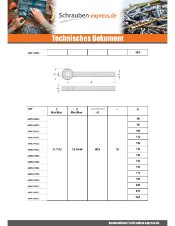 1 x Metallschrauben für Auge M5X30 Mit Gewinde...