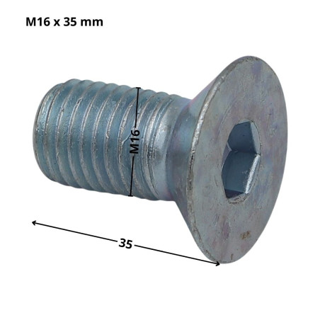 1 x Metallschrauben Innensechskant mit flachem Kopf Schraubenschlüssel 10 M16x35 Gesamtgewinde Klasse 10.9 Verzinkt