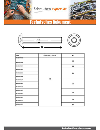 1 x Metallschrauben Flachrundschraube mit...