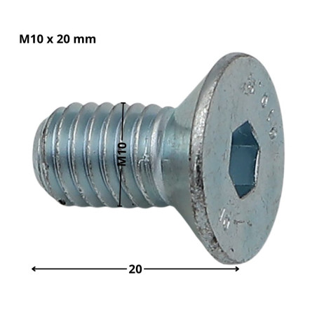 1 x Metallschrauben Innensechskant mit flachem Kopf Schraubenschlüssel 6 M10x20 Gesamtgewinde Klasse 10.9 Verzinkt