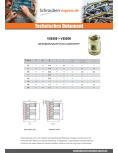 Einsatz Mit Kopf FINFIX Messing M5x9,5 2