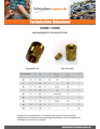 1 x Einsatz Stellschraube SONICFIX Messing M3X5.7