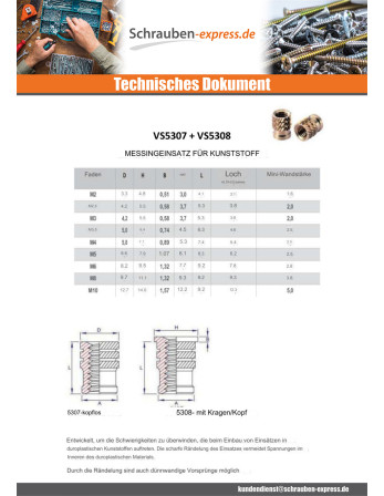 1 x Einsatz Stellschraube BROACHFIX Messing...