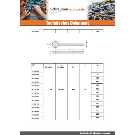 1 x Metallschrauben für Auge M8X30 Mit Gewinde 22 Verzinkt