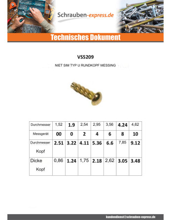 1 x Schlagschrauben Type U Rundkopf...