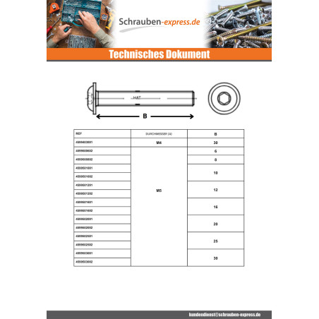 1 x Metallschrauben Flachrundschraube mit Innensechskant Kreuzschlitz mit Flansch M6x16 Schraubenschlüssel 4 Klasse 10.9