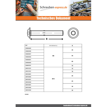 1 x Metallschrauben Flachrundschraube mit Innensechskant Kreuzschlitz mit Flansch M6x16 Schraubenschlüssel 4 Klasse 10.9