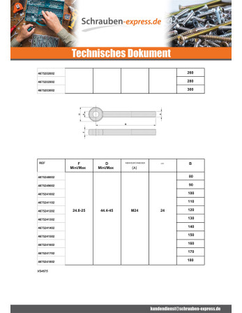1 x Metallschrauben für Auge M16X65 Mit Gewinde...