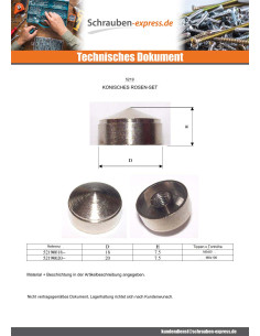 Abdeckkappe Kegelförmig Messing 20 Kernlochbohrung M6 2