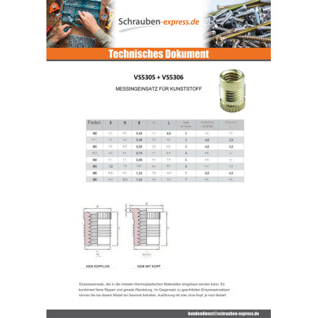 1 x Einsatz Stellschraube FINFIX Messing M4X7.9