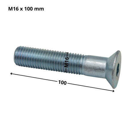 1 x Metallschrauben Innensechskant mit flachem Kopf Schraubenschlüssel 10 M16x100 Teilgewinde Klasse 10.9 Verzinkt