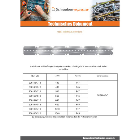 1 x Suspension Secable 480 für F45 Fell