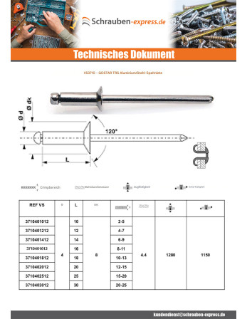 1 x Nieten geschält GOSTAR Aluminium...