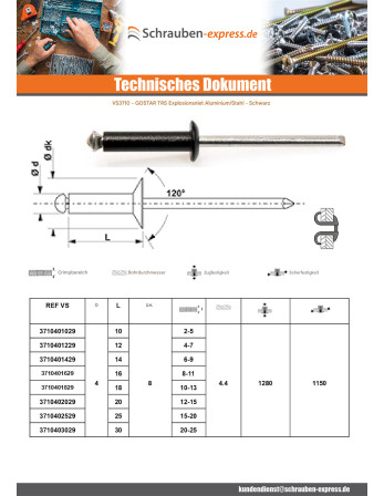 1 x Nieten geschält GOSTAR Aluminium...