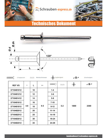 1 x Nieten geschält GOSTAR Aluminium...