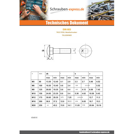1 x Schlossschraube M10x140 Teilgewinde Verzinkt 10 Mikron