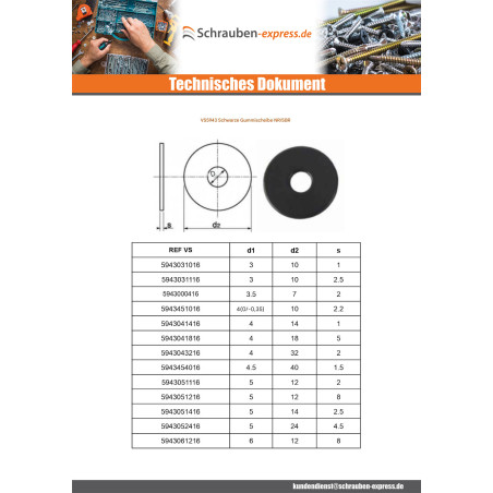 1 x Scheiben/Unterlegscheibe Gummi Schwarz 8x30x3