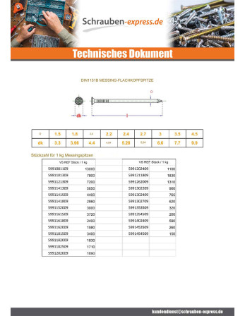 1 x Kg nagel Messing Flachkopf 2,0 x 25