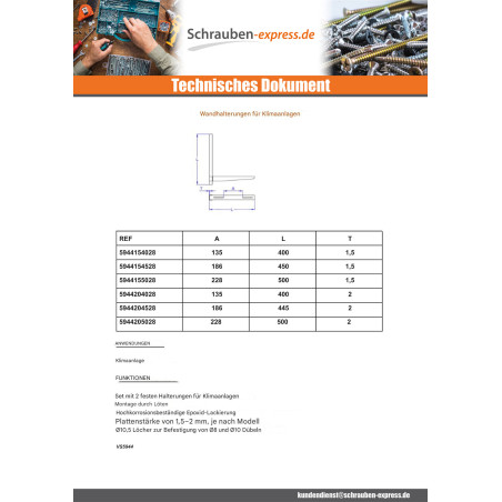 1 x Set aus 2 Wandwinkeln für Klimaanlagen 2x450