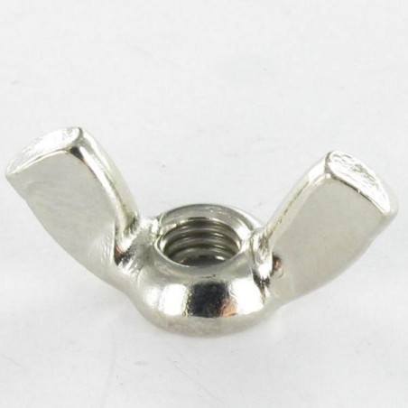 1 x Flügelmutter Nickel Messing M6 Amerikanische Form