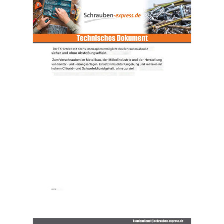 1 x Metallschrauben Zylindrischer Flachkopf TORX T45 Edelstahl A2 M8x20 Gesamtgewinde
