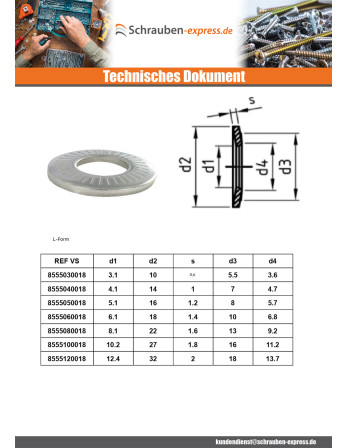 1 x Kontaktscheiben Edelstahl A2 M10x27x1,8 L