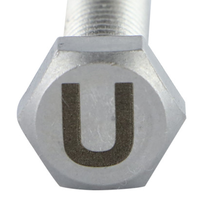 1 x Metallschrauben Sechskantkopf 8x35 Edelstahl A4 mit Buchstabengravur "U"