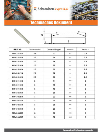 1 x Splint Kegelförmig 8x80 Edelstahl A1