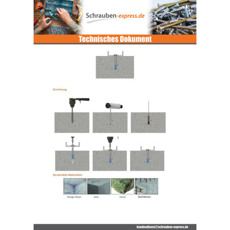 1 x Betonschraube Kopf Flachkopf TORX T30 6x60 Bimetall