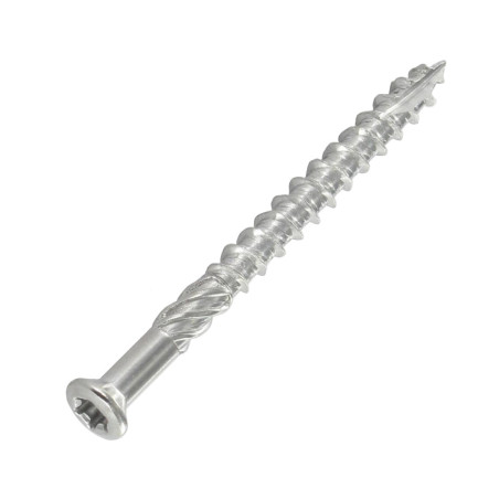 1 x Terrassenschrauben TEKOR Flacher Senkkopf T20 4,5 x 50 cut Bohrspitze mit Typ 17 Spitze Edelstahl Edelstahl C1 AISI