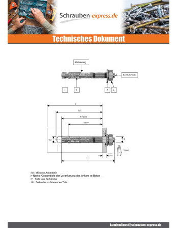 1 x Dübel BOZELENANKER M12x110 Edelstahl A4