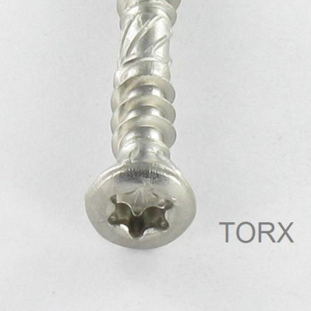 1 x Terrassenschrauben TEKOR Doppelgewinde Senkkopfschraube T25 5X70 cut Bohrspitze mit Typ 17 Spitze Edelstahl A2