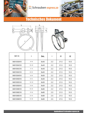1 x Schlauchschelle mit Doppeldraht Durchmesser...