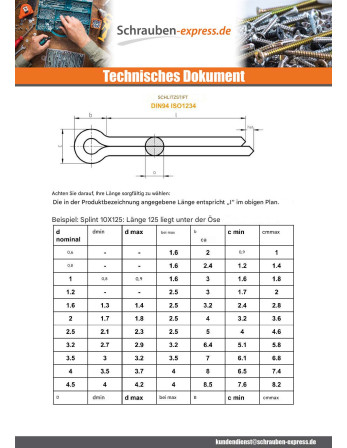 1 x Splint Gespalten Verzinkt 3,2 x 40