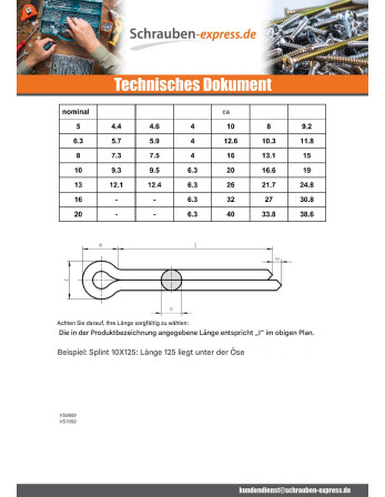 1 x Splint Gespalten Verzinkt 3,2 x 40