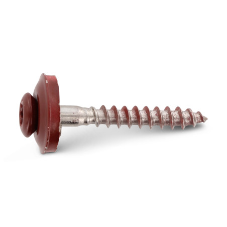 1 x Holzschrauben Flacher Senkkopf T20 Edelstahl A2 RAL3009 oxidrot 4,5 x 80 Scheibe mit EPDM Neopren-Dichtung