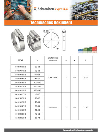 1 x Schlauchschelle unperforiertes Band mit 12...