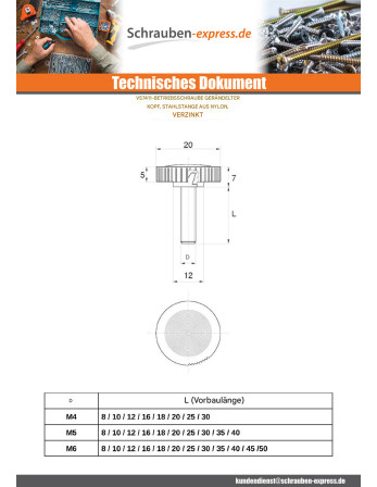 1 x Metallschrauben Kopf Gerändelt schwarzes...