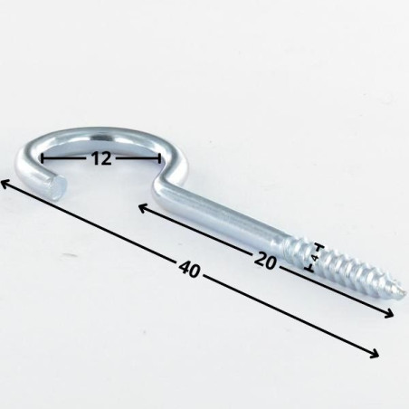 1 x Haken SCHRANK 4x20 Mit Gewinde 13 Gesamtlänge 40 Verzinkt