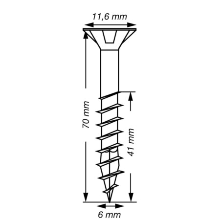 1 x Spax T-STAR MEHR Senkkopfschraube T30 Edelstahl A2 6X70 Mit Gewinde 41
