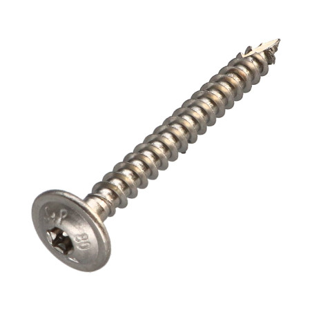1 x Spanplattenschrauben Edelstahl A2 8x90 Mit Gewinde 80 T40 Kopf-Durchmesser 20
