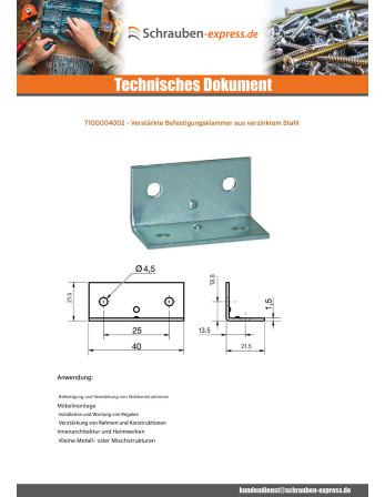 1 x Befestigungswinkel verstärkt 40 x 21,5...